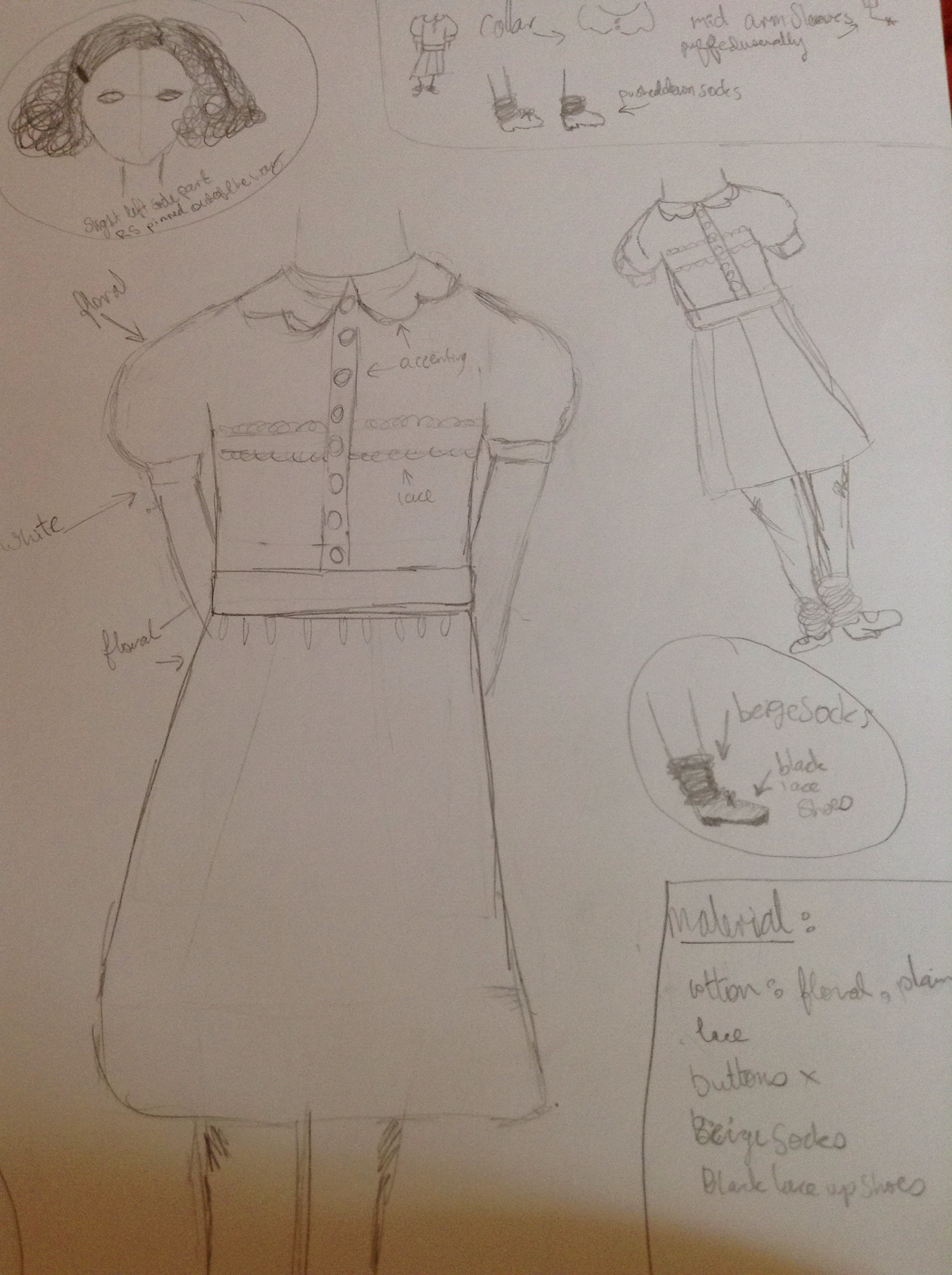 drawing of 1940s dress